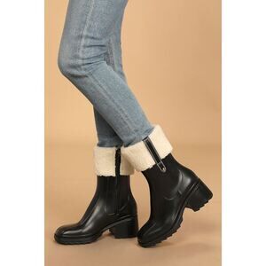 Lulus Chayy Black Faux Fur Mid-calf Boots - Size 9